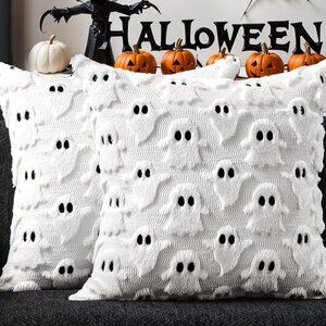 Set of 2 Ghost Fall Decorative Throw Pillow Covers 18"x18"